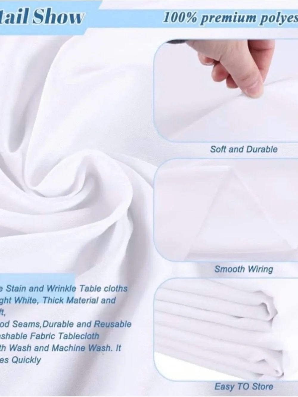 White Round Polyester Tablecloth - Classic White